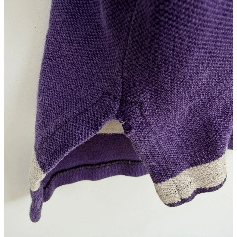 Vintage Polo Ralph Lauren Striped Polo Shirt Mens XL Purple White Cotton‎ Pique